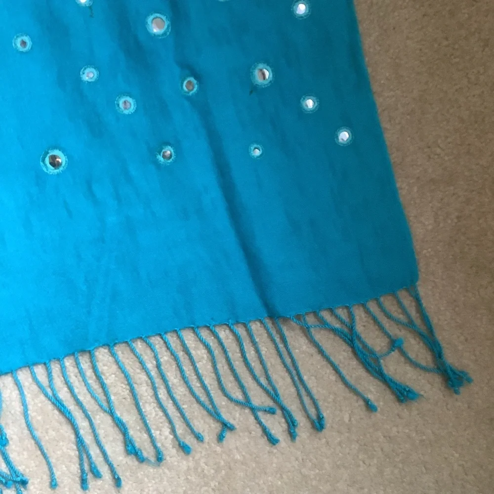 Halston Silk and Pashmina Fringed Scarf/Wrap